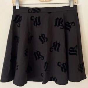 H&M Black Skirt with Gothic Pattern